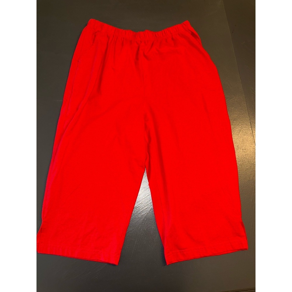Blair Women's Red Capri Elastic Waist Pull On Size Medium Pockets GrannyCore